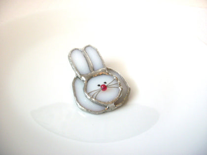 Vintage 1950s Frosted Glass Bunny Brooch Pin 111320