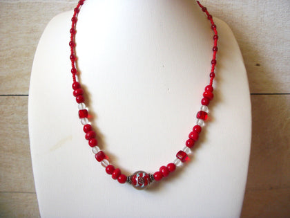 Vintage Red Glass Necklace 42920