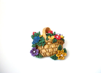 Vintage Flower Basket Brooch Pin 111320