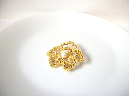 Retro Faux Pearl Rhinestone Brooch Pin 111320