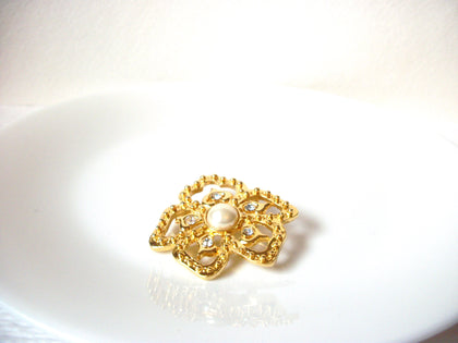 Retro Faux Pearl Rhinestone Brooch Pin 111320