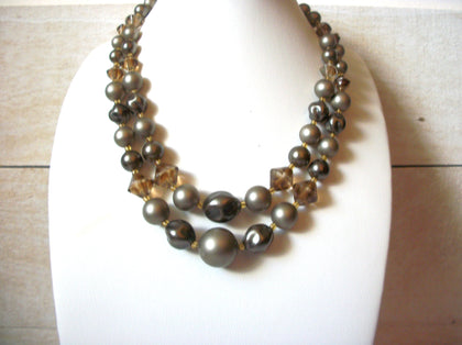 JAPAN Taupe Amber Glass Necklace 42030