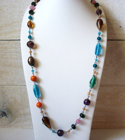 Colorful Vintage Glass Necklace 43020