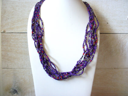 Retro Purple Red Clear Glass Necklace 43020