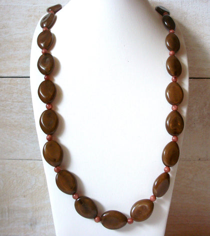 Retro Brown Lucite Glass Necklace 43020