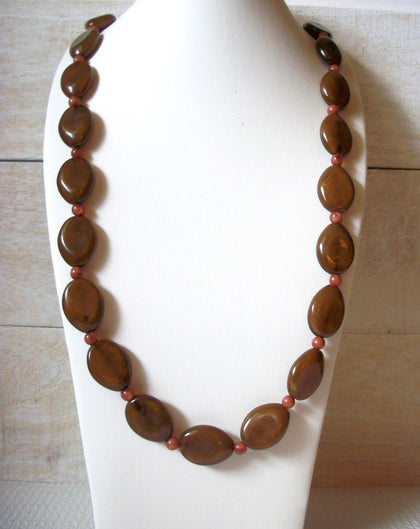 Retro Brown Lucite Glass Necklace 43020