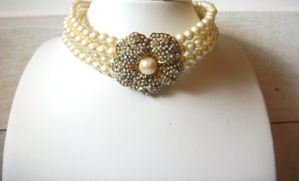 Vintage Faux Pearls Choker Necklace 50120