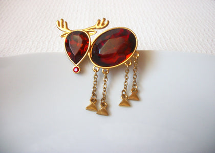 Vintage Reindeer Wiggle Legs Amber Glass Pin Brooch 41517