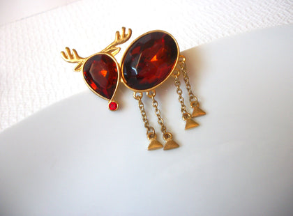 Vintage Reindeer Wiggle Legs Amber Glass Pin Brooch 41517