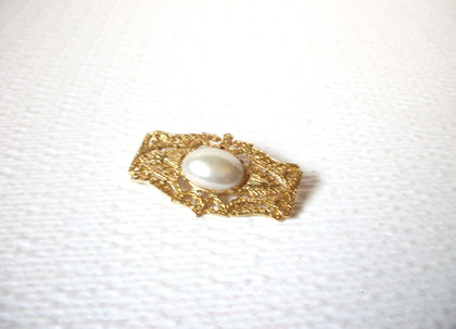 Vintage Faux Pearl Scroll Work Brooch Pin 111420