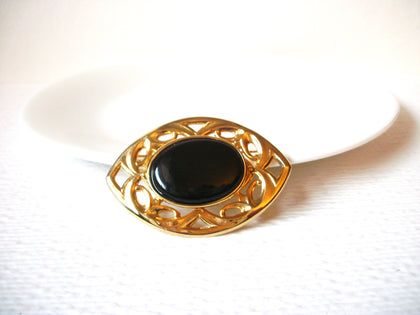 Retro Gold Black Victorian Inspired Brooch Pin 111420