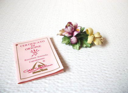 Vintage Capodimonte Carlo Savastano Hand Made Porcelain Brooch Pin 111420