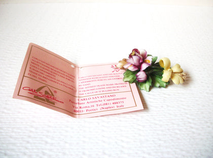 Vintage Capodimonte Carlo Savastano Hand Made Porcelain Brooch Pin 111420