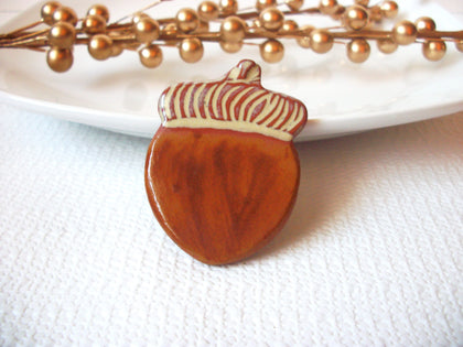 Vintage Peruvian Clay Acorn Brooch 41517
