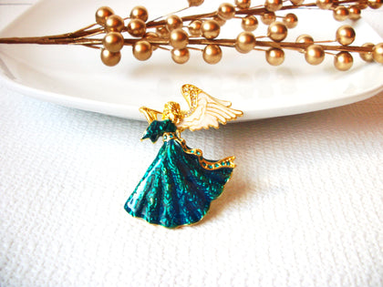 Vintage Enameled Glitter Angel Brooch 41517