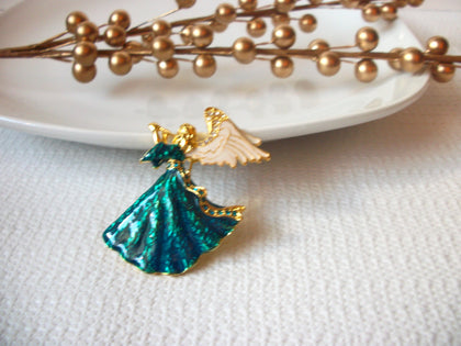 Vintage Enameled Glitter Angel Brooch 41517