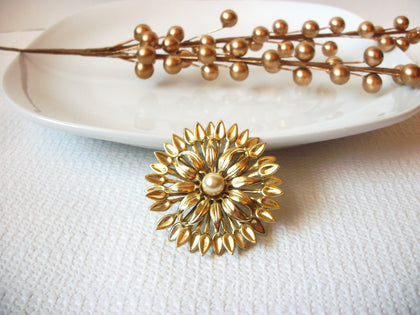 Vintage Floral Faux Pearl Brooch Pin 41517