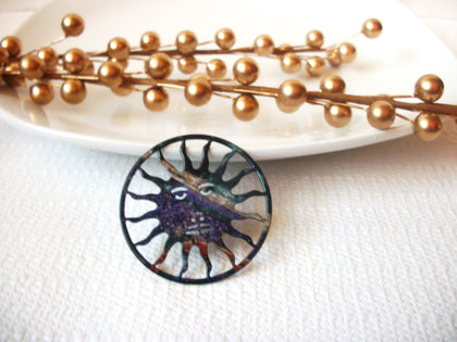 Vintage Metal Sun Brooch Pin 41517