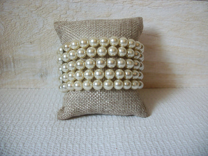 Vintage Faux Pearl Wide Cuff Bracelet 50220