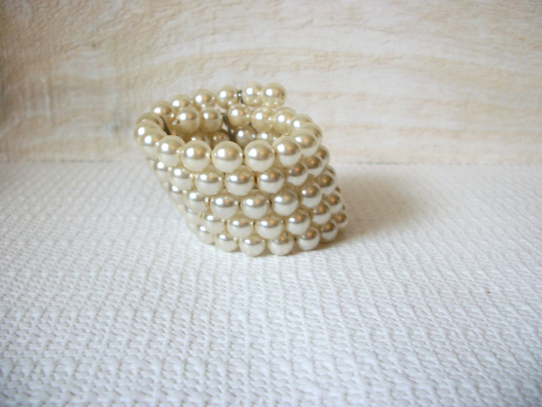 Vintage Faux Pearl Wide Cuff Bracelet 50220