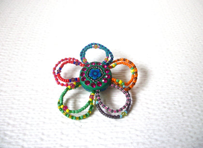 Vintage Larger Glass Beads Flower Brooch Pin 111420