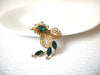 Vintage 1950s Emerald Rhinestones Brooch Pin 111520