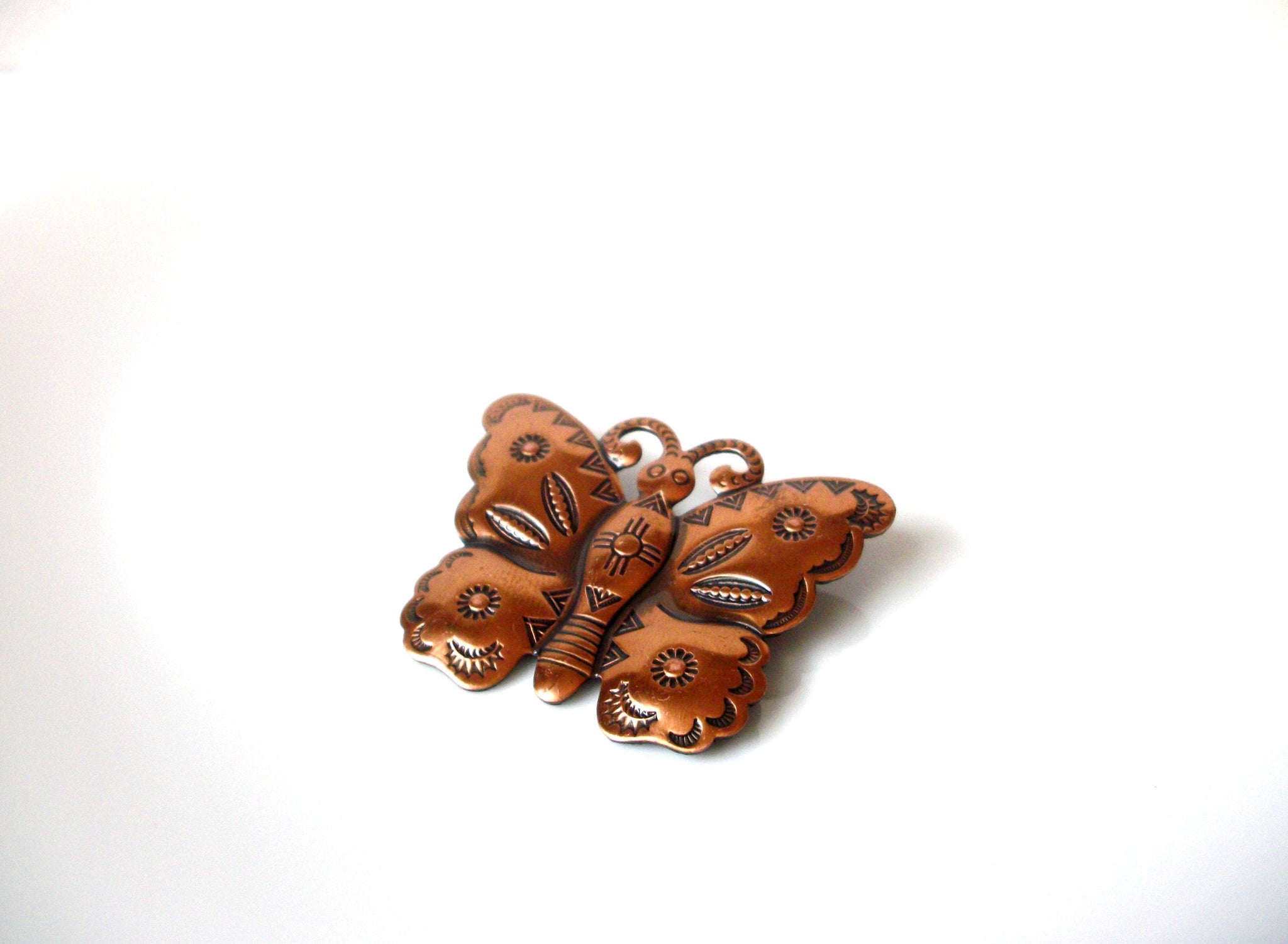 Vintage Copper Toned Butterfly Brooch Pin 111520