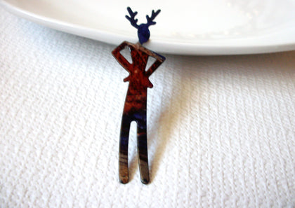 Vintage Long Metal Reindeer Pin 41517