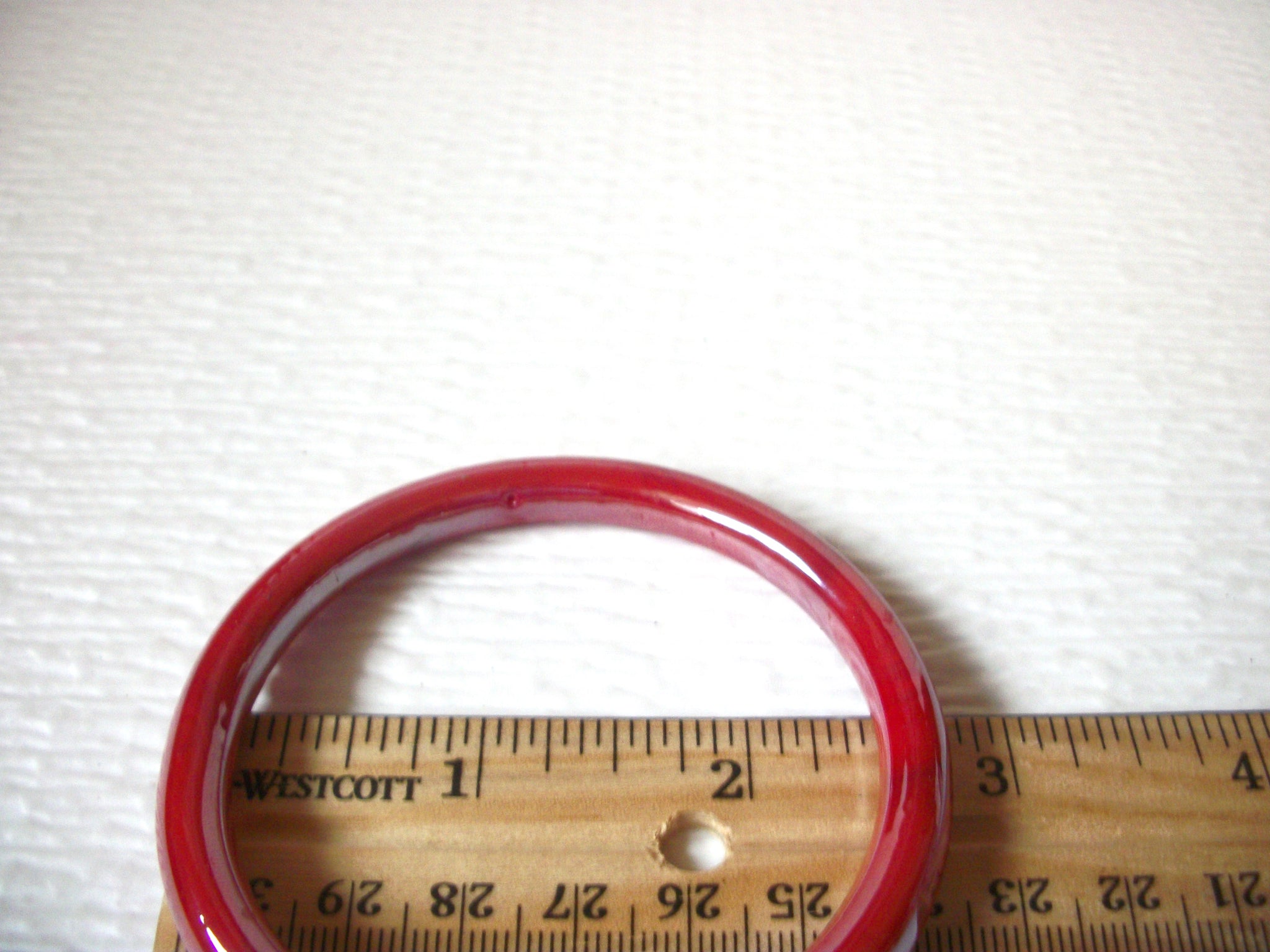 Vintage Bangle Bracelet Hand Blow German Bullseye Shimmer Red Glass 30417