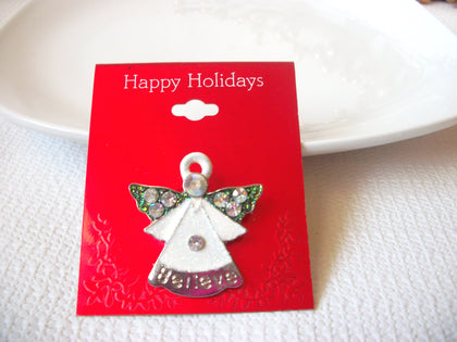 Happy Holiday Rhinestone Angel Pin 41517