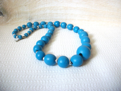 Vintage Blue Wood Necklace 50220
