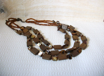 Retro Brown Glass Shells Necklace 50220