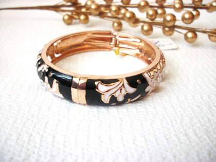Metal Rose Gold Toned Cloisonne Floral Bangle 71116