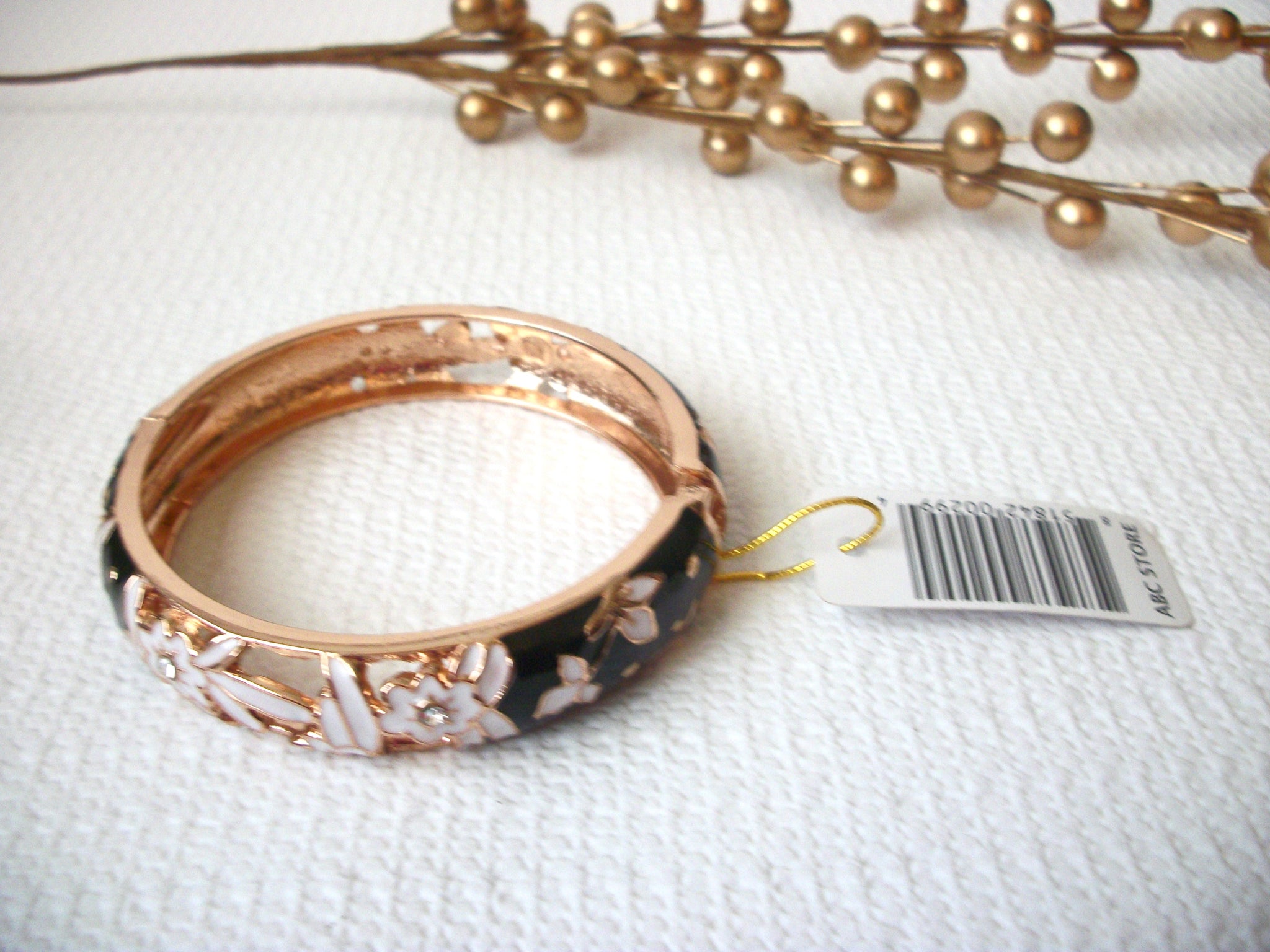 Metal Rose Gold Toned Cloisonne Floral Bangle 71116