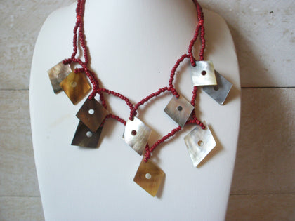 Vintage Glass Paua Shell Necklace 50420