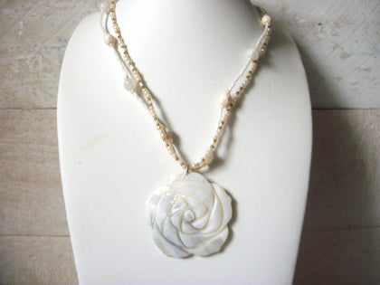 Vintage Mother Of Pearl Rose Necklace 50420