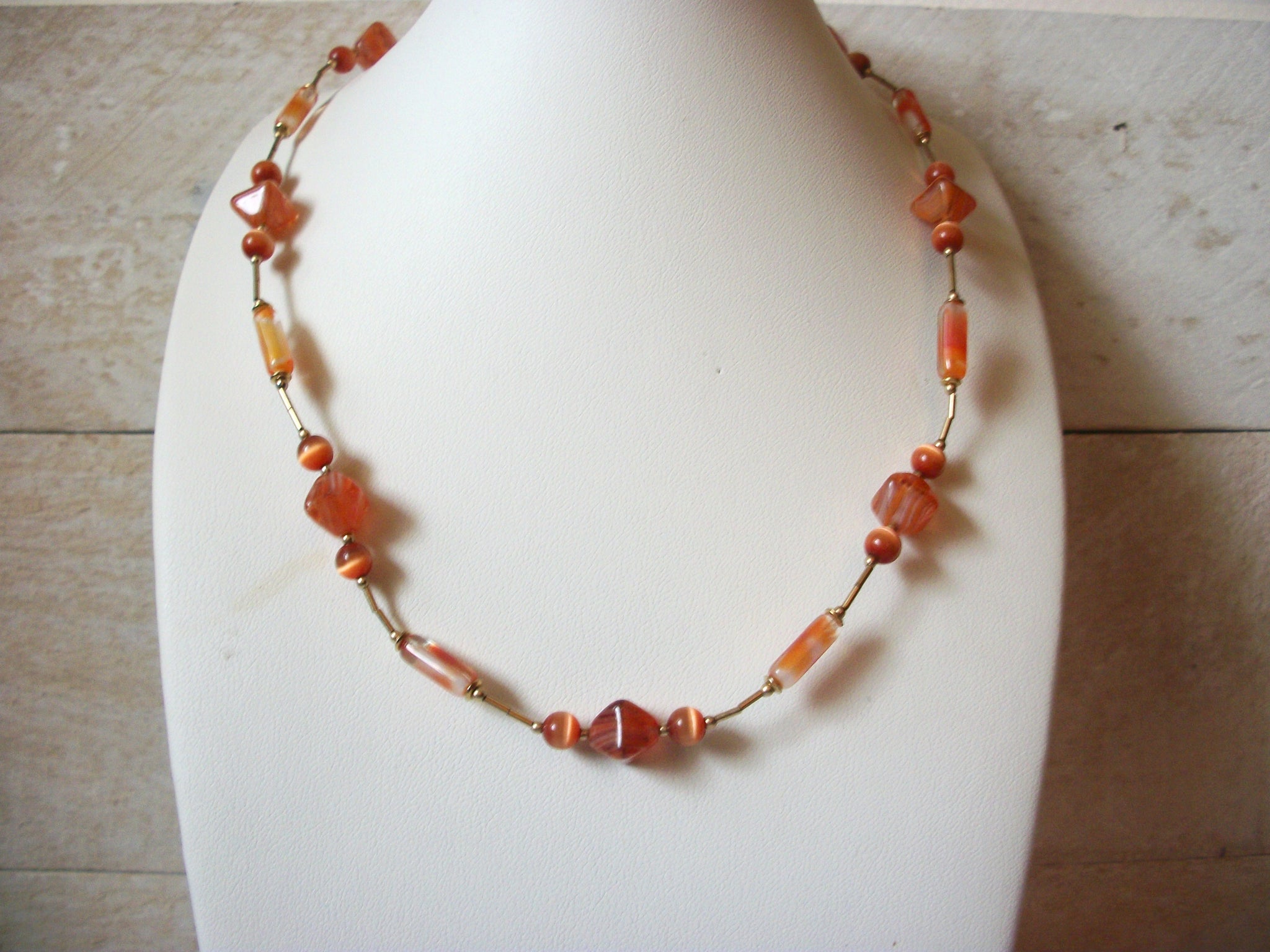Retro Orange Glass Necklace 50420