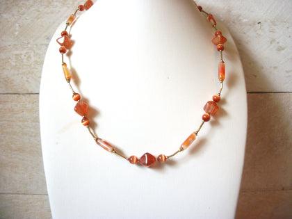 Retro Orange Glass Necklace 50420