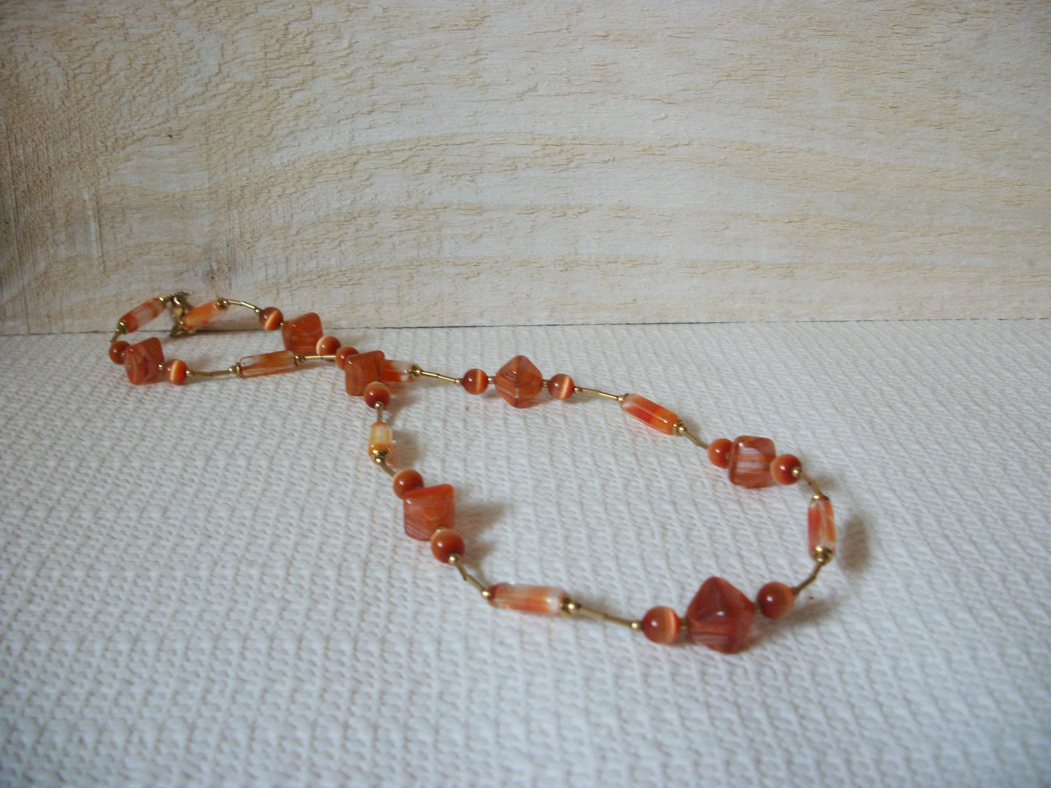 Retro Orange Glass Necklace 50420