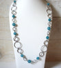 Retro Silver Blue Links Necklace 50520