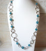 Retro Silver Blue Links Necklace 50520