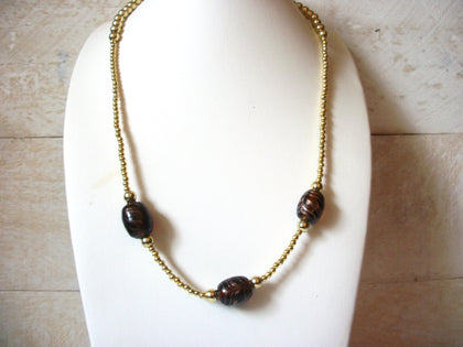 Vintage Glass Brown Gold Necklace 50520