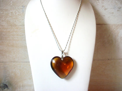 Retro Big Heart Glass Necklace 50520