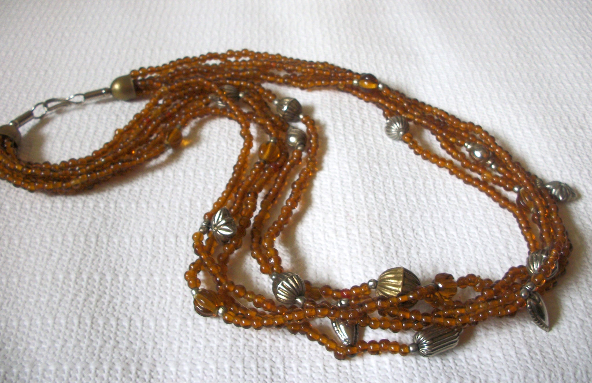 Vintage Chunky Honey Amber Glass Necklace 50520