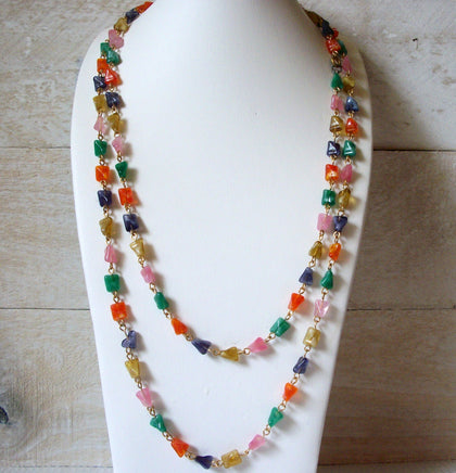 Retro Colorful Glass Necklace 50520