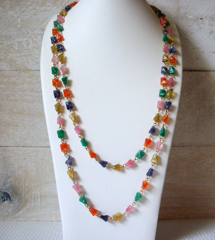 Retro Colorful Glass Necklace 50520