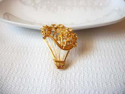 Vintage MONET Rhinestones Floral Brooch 71416