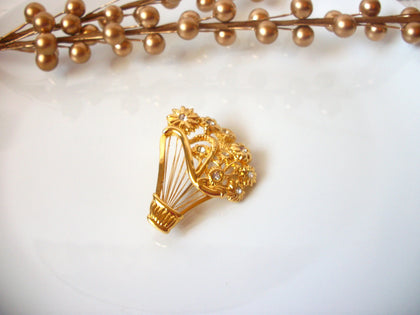 Vintage MONET Rhinestones Floral Brooch 71416