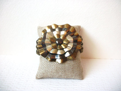 Vintage Distressed Oxidized Metal Flower Bracelet 111620