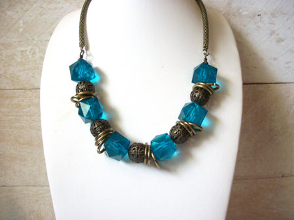 Retro Teal Blue Bronze Necklace 50820